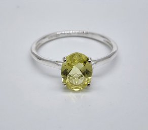 Green Gold Quartz Ring In Sterling