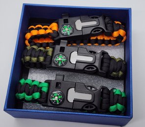 Set Of 3 Multi-Color Field Survival Bracelets