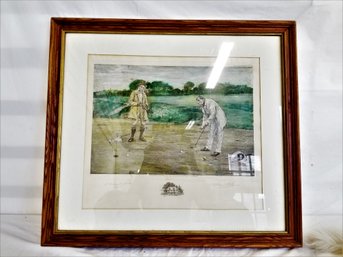 Vintage Framed Golfers Etching Signed By Artists