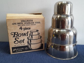 Vollrath Life Brite Stainless Steel 4 Piece Bowl Set