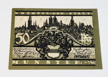 1920s Notgeld 50 Bank Note German German For 'emergency Money'