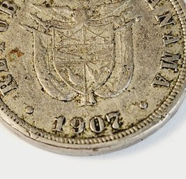 PANAMA, 1907, 2-1/2 CENTESIMOS COPPER NICKEL(116 Years Old)