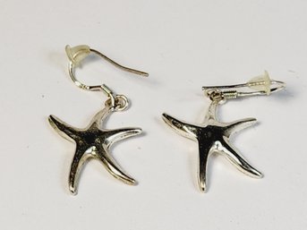 Sterling Silver Star Fish Hanging Earrings