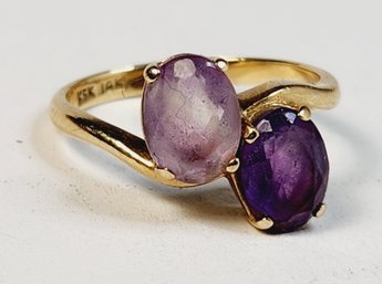 14k Yellow Gold Amethyst Stone Ring