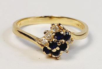 Vintage 14k Yellow Gold And Diamond Classic Cluster Ring