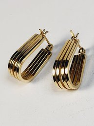 Modern 14k Yellow Gold Unique Design Earrings