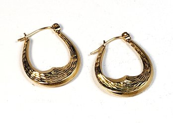 14k Yellow Gold Horse Shoe Hoop Earrings