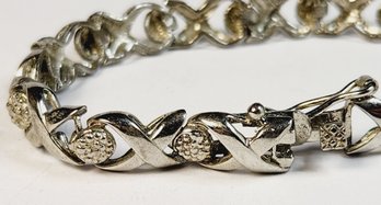Vintage Solid Sterling Silver 'XO' Design  Tennis Bangle  Bracelet