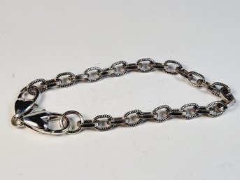 Vintage Unique Link Silver Tone Heart Clasp Bracelet