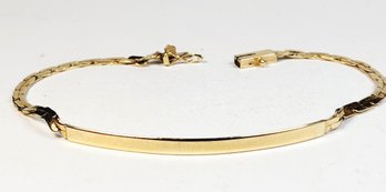 14k Yellow Gold Flat Serpentine  Link Chain Blank Name Plate  Bracelet