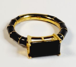 Unique Gold Over Sterling Silver Black Inlay Vintage Ring