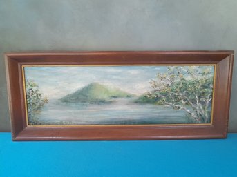 Mountain Lake Still Scape Oil On Canvas