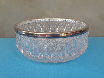 Silver Trimmed Cut Glass Bowl