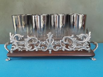 Chrome Painted Glasses With Serving Tray