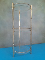 Rounded Metal Planter Stand With Glass Topped Shelves