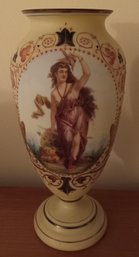 Exquisite Hand Painted Antique Figural Glass Vase