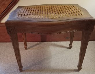 French  Provincial Cane Seat Walnut Bench