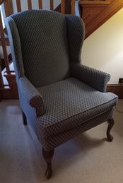Blue Upholstered Wing Chair