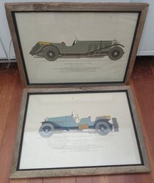 Two Vintage Framed Automobile Prints