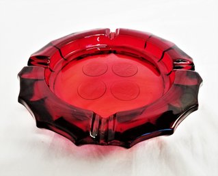 Vintage Fostoria Ruby Red Glass Coin Ashtray