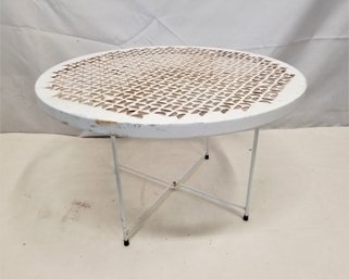 Vintage Outdoor White Metal 14' Garden Patio Table With Removable Folding Legs