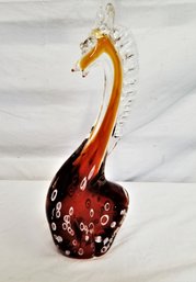 MCM Unique 12' Tall Dynasty Gallery Hand Blown Amber Glass Giraffe Figurine