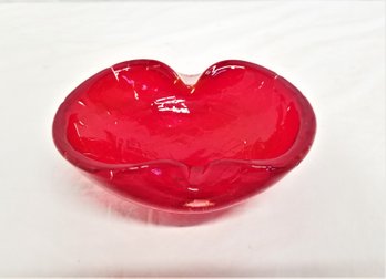 Vintage 6' Ruby Red Handblown Italian Glass Ashtray