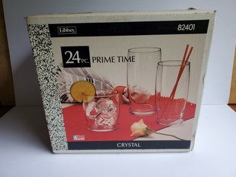 New Old Stock LIBBEY 24 Piece Prime Time Crystal Glassware