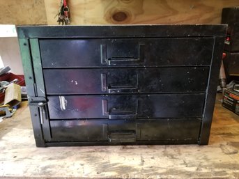 Metal Sort Cabinet 4 Drawer With Brass Fittings And Rivets