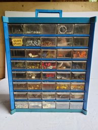 Blue Metal Parts Drawer With Contents