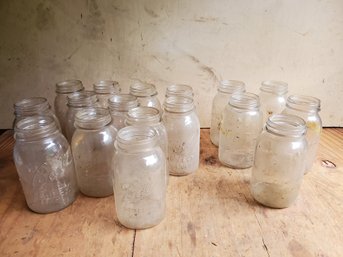 Large Lot Vintage Clear Glass Canning Jars - No Lids - Ball, Kern, Metro & Atlas