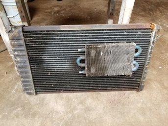 Vintage Cooling Radiator With Small Condenser 34 12' Wide X 19' Tall