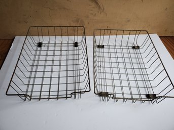 Two Vintage Wire File Paper Letter Desk Baskets