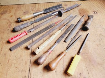 Assorted Vintage & Antique Woodworking Tools - Chisels, Gouges, Files & More Including Buck Bros