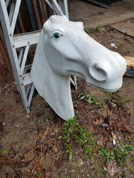 Large Fiberglass White Horse Head With No Ears