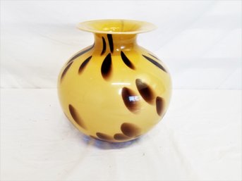 Unique Italian Murano Style Tortoise Shell Glass Vase