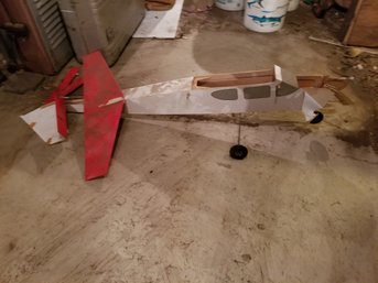 Large Wooden RC Model Airplane Crashed Fuselage