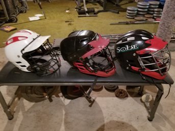 Three LAX Lacrosse Helmets