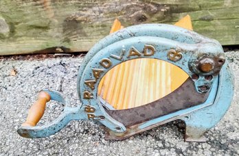 Antique Swedish Raadvad Blue Bread Cutter, Cabbage Cutter, Primitive Kitchen Decor