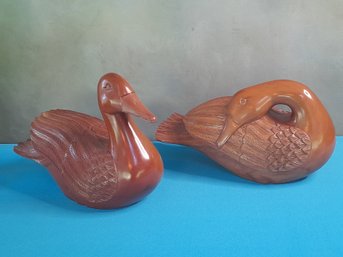 Wooden Carved Swans