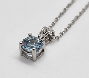 Blue Topaz Pendant Necklace In Sterling