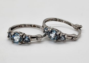 Blue Topaz Earrings In Sterling Silver