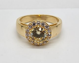 Yellow & White CZ, 18k Yellow Gold Over Sterling Ring