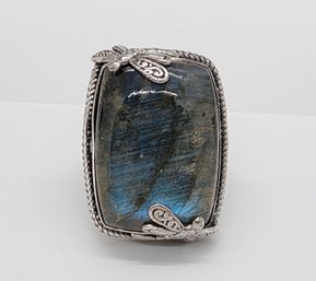 AAA Malagasy Labradorite Dragonfly Ring In Sterling