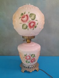 Pink Floral Hurricane Shade Table Lamp #5