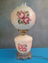 Pink Floral Hurricane Shade Table Lamp #6