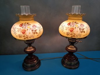 Fall Floral Hurricane Shade Table Lamps Set Of 2 #7