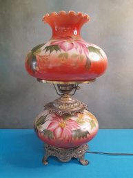 Vintage Floral Hurricane Shade Table Lamp #9