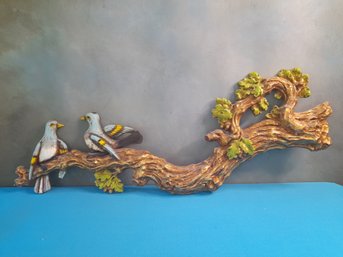 Large Mid Century Birds In A Branch Molded Wall Art