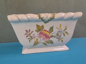 Floral Rectangular Pottery Planter Made In Italy